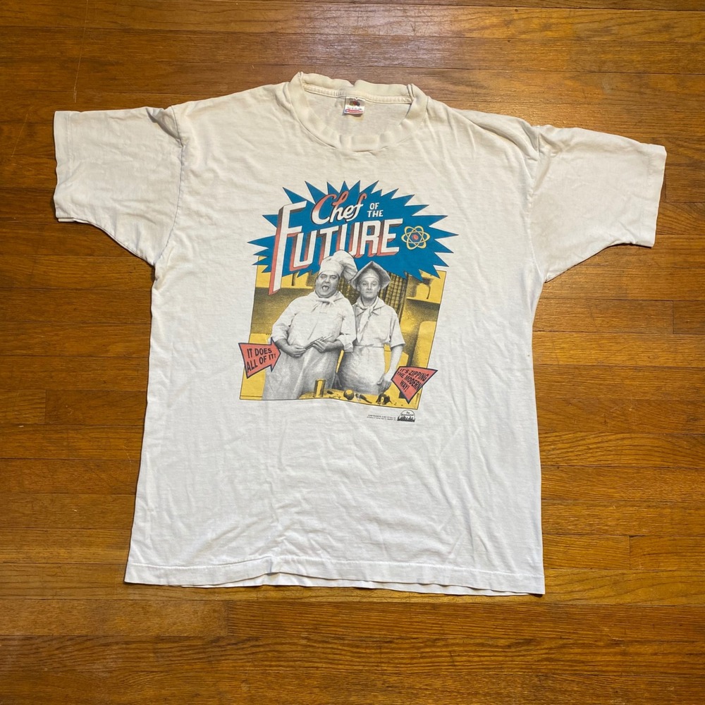 Vintage 1992 The Honeymooners Chef of the Future T-Shirt XL White Single Stitch